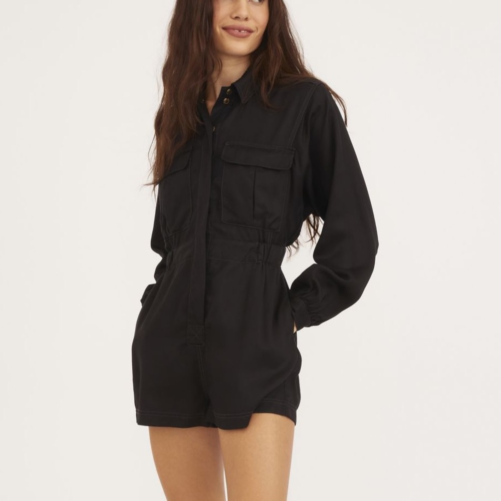 NWT BDG Long Sleeve Utility Romper - Black (S)